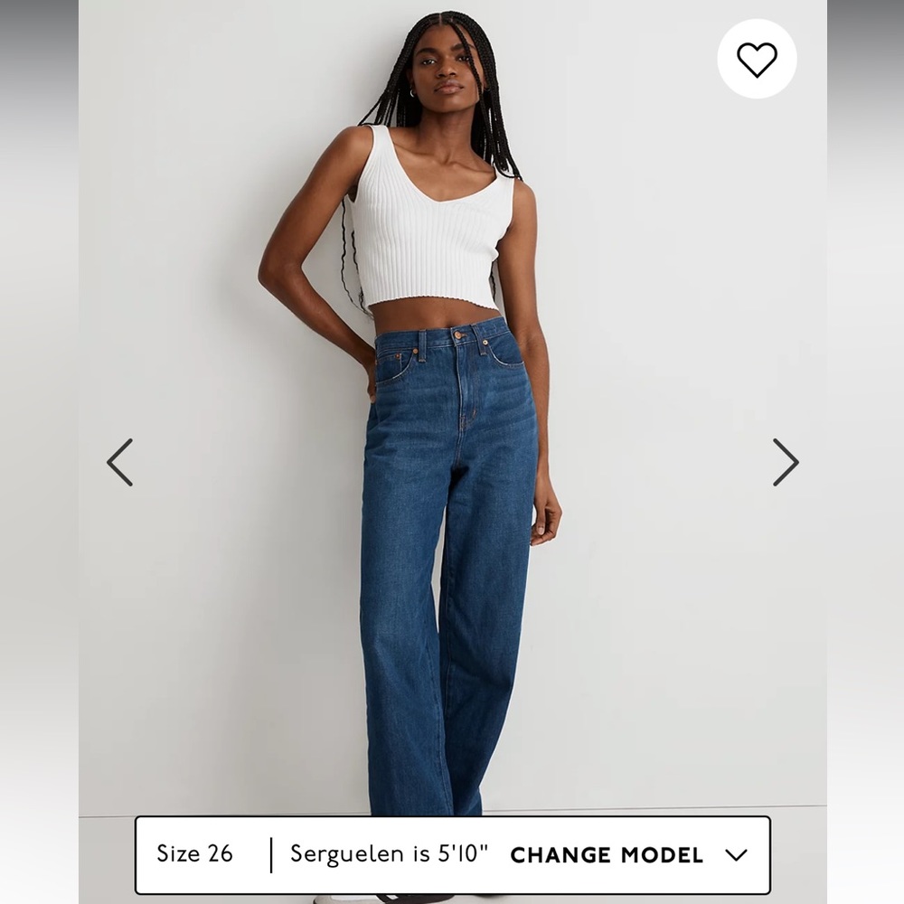 BNWT Madewell Baggy Straight Jeans in Dark Worn Indigo Wash, Sz 26